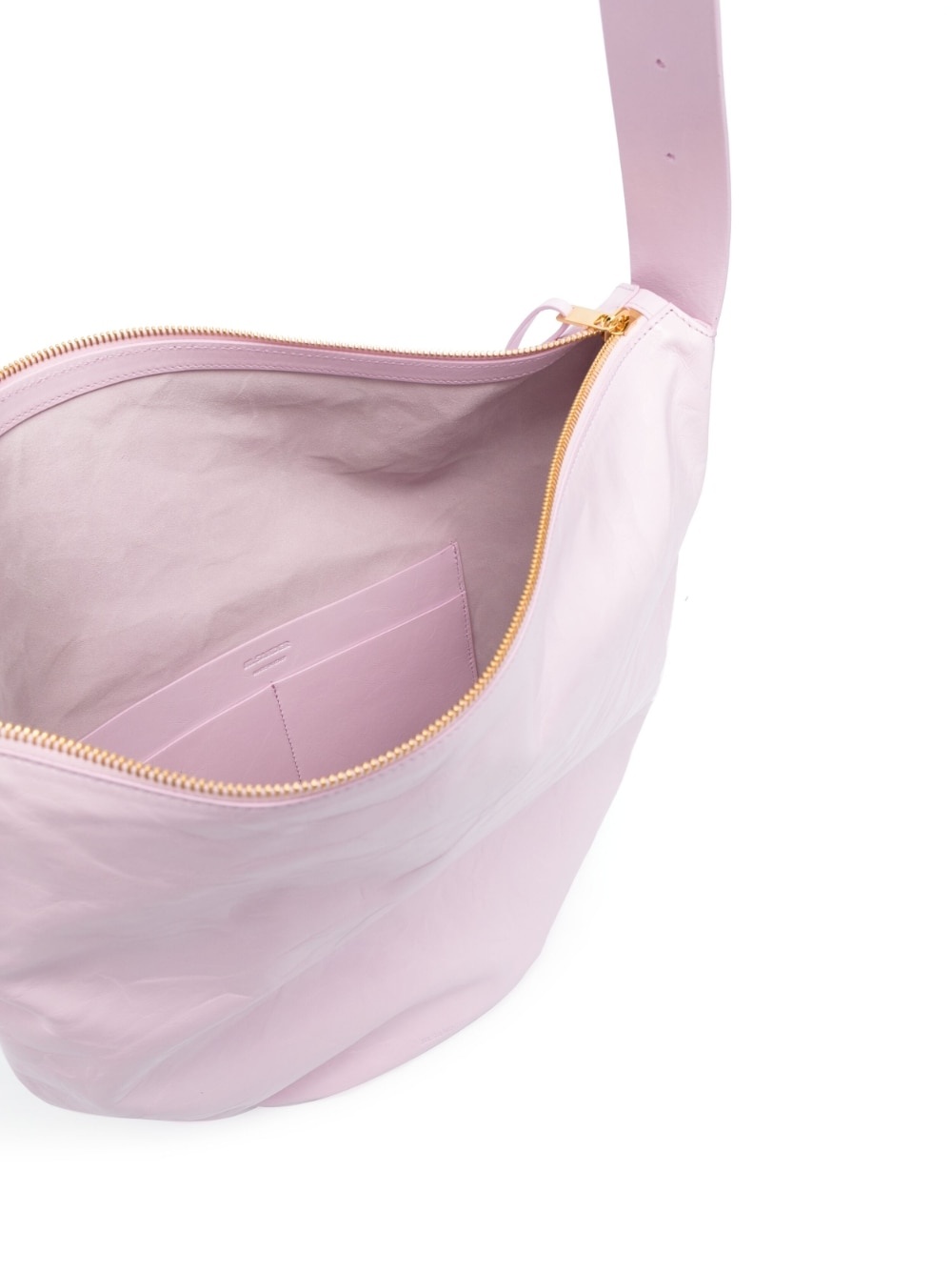 medium crinkled leather shoulder bag - 5
