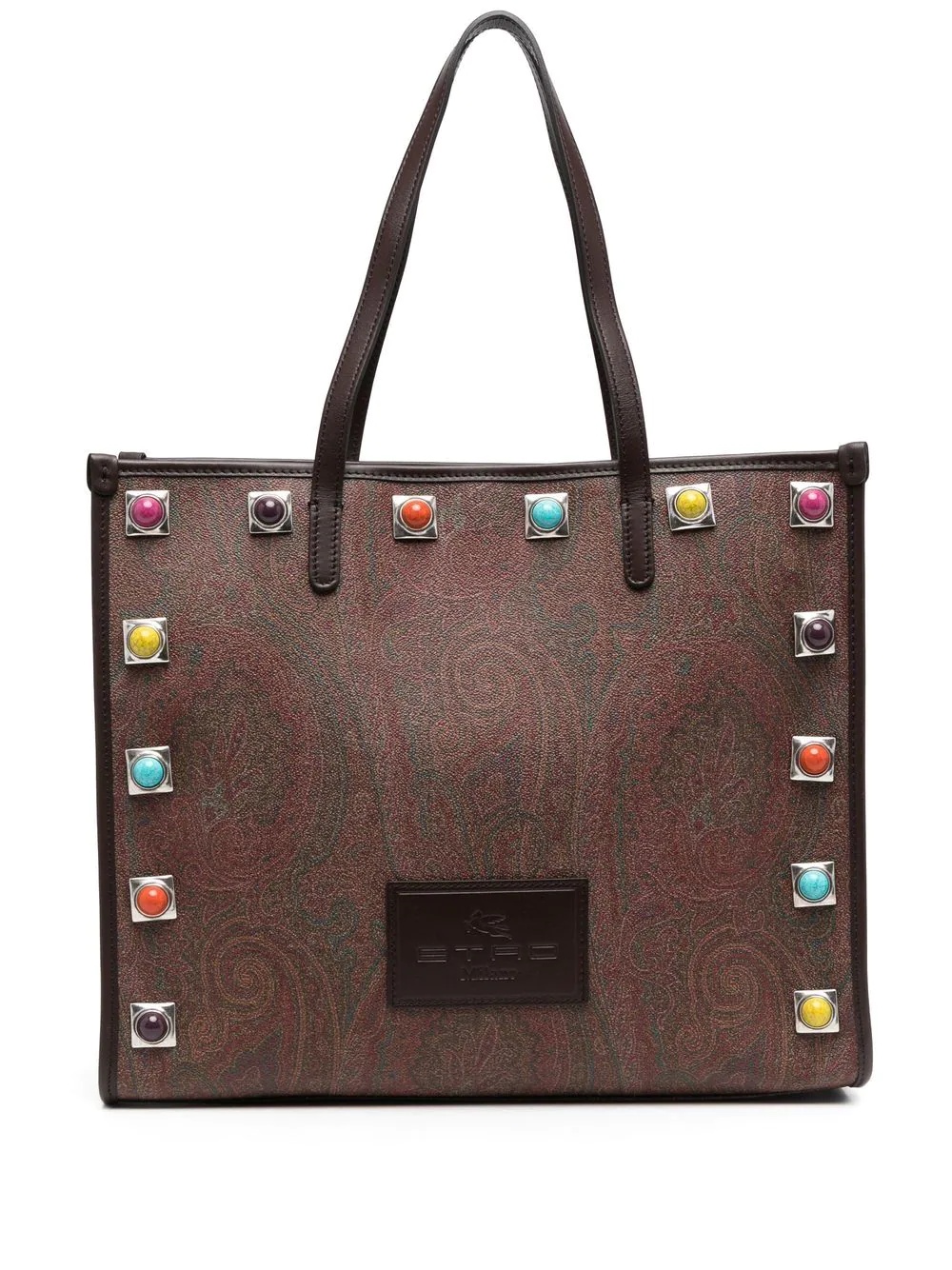 paisley-print studded tote bag - 1