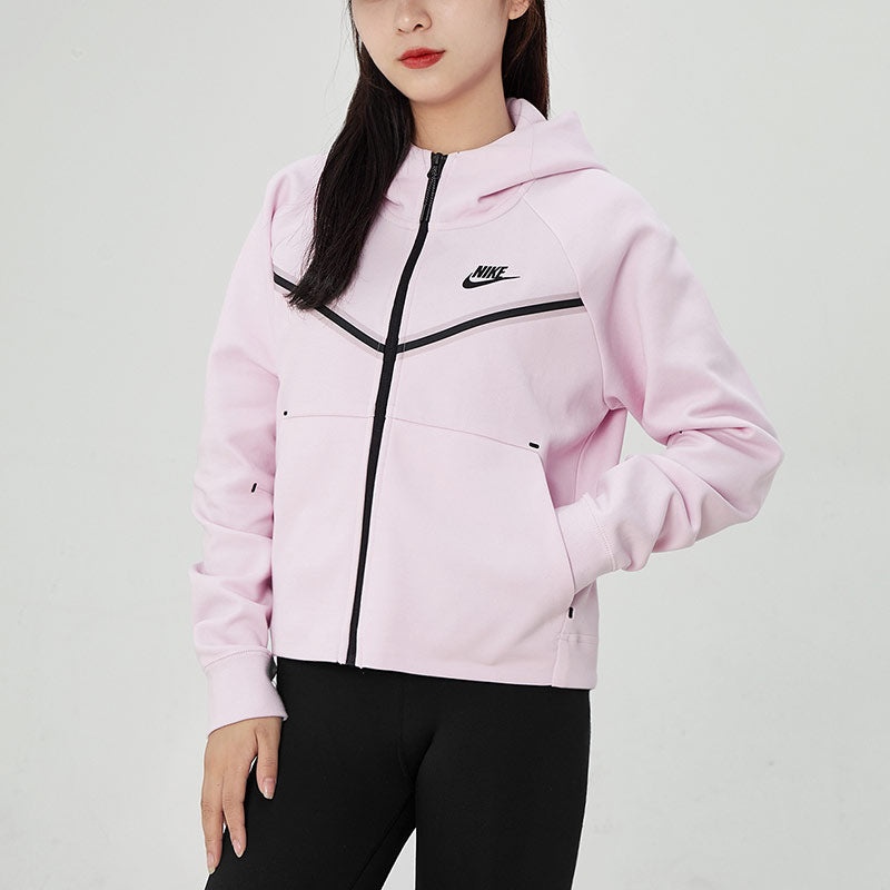 (WMNS) Nike Logo Printing Hooded Jacket Pink CW4299-695 - 5