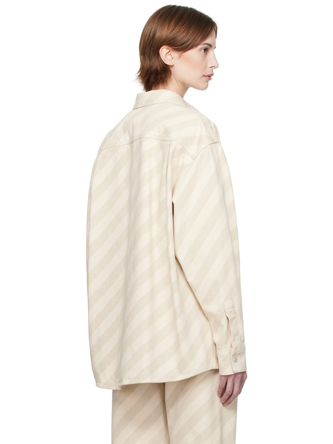 Beige Boxy Denim Shirt - 3
