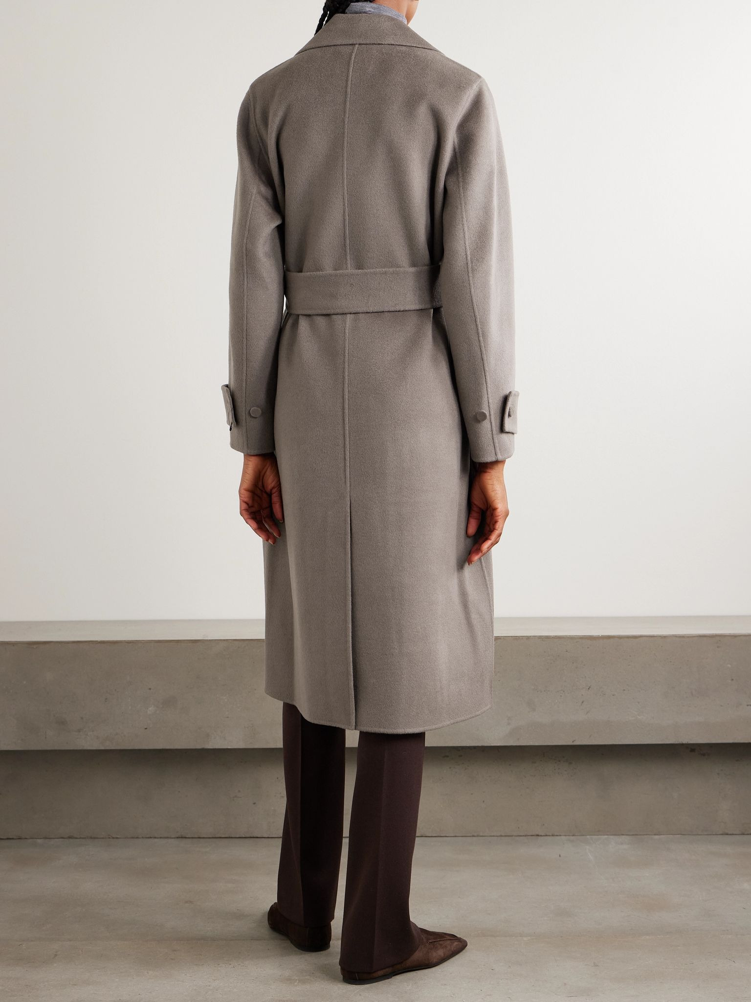 Arline belted wool and cashmere-blend coat Mushroom - 4