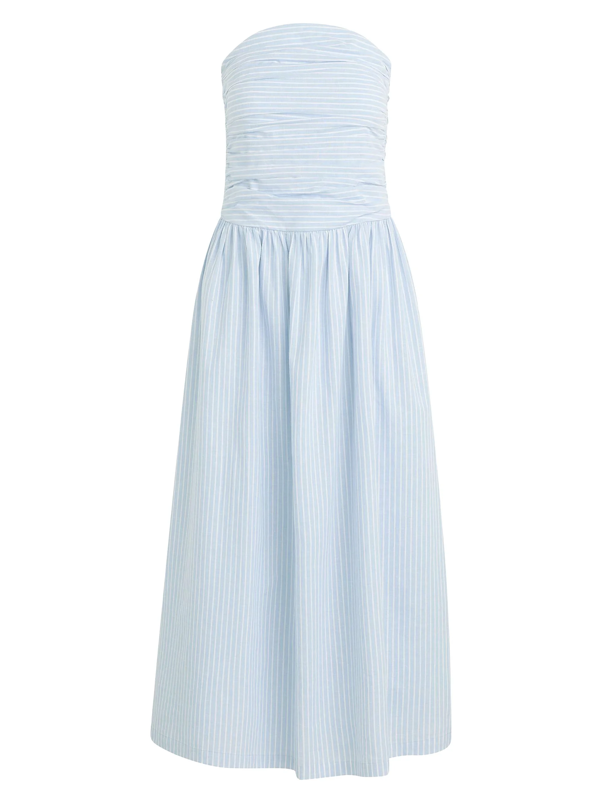 Women's The Reina Cotton-Linen Maxi Dress - Blue White Stripe - 1