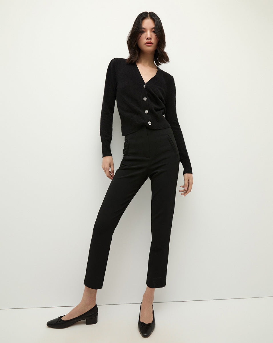 SOLENE RHINESTONE-BUTTON CASHMERE CARDIGAN - 3
