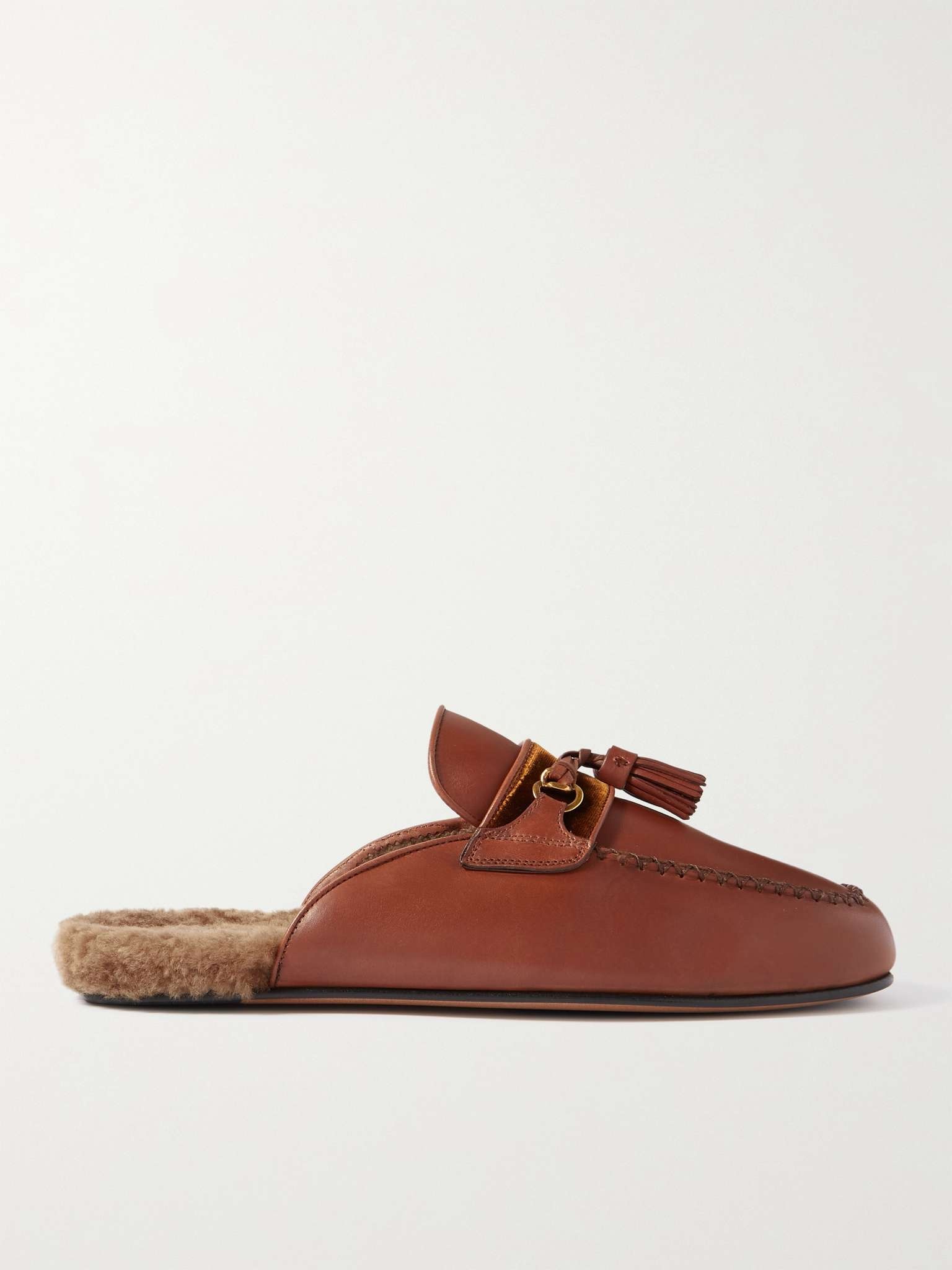 Stephan Shearling-Lined Leather Tasselled Backless Loafers - 1