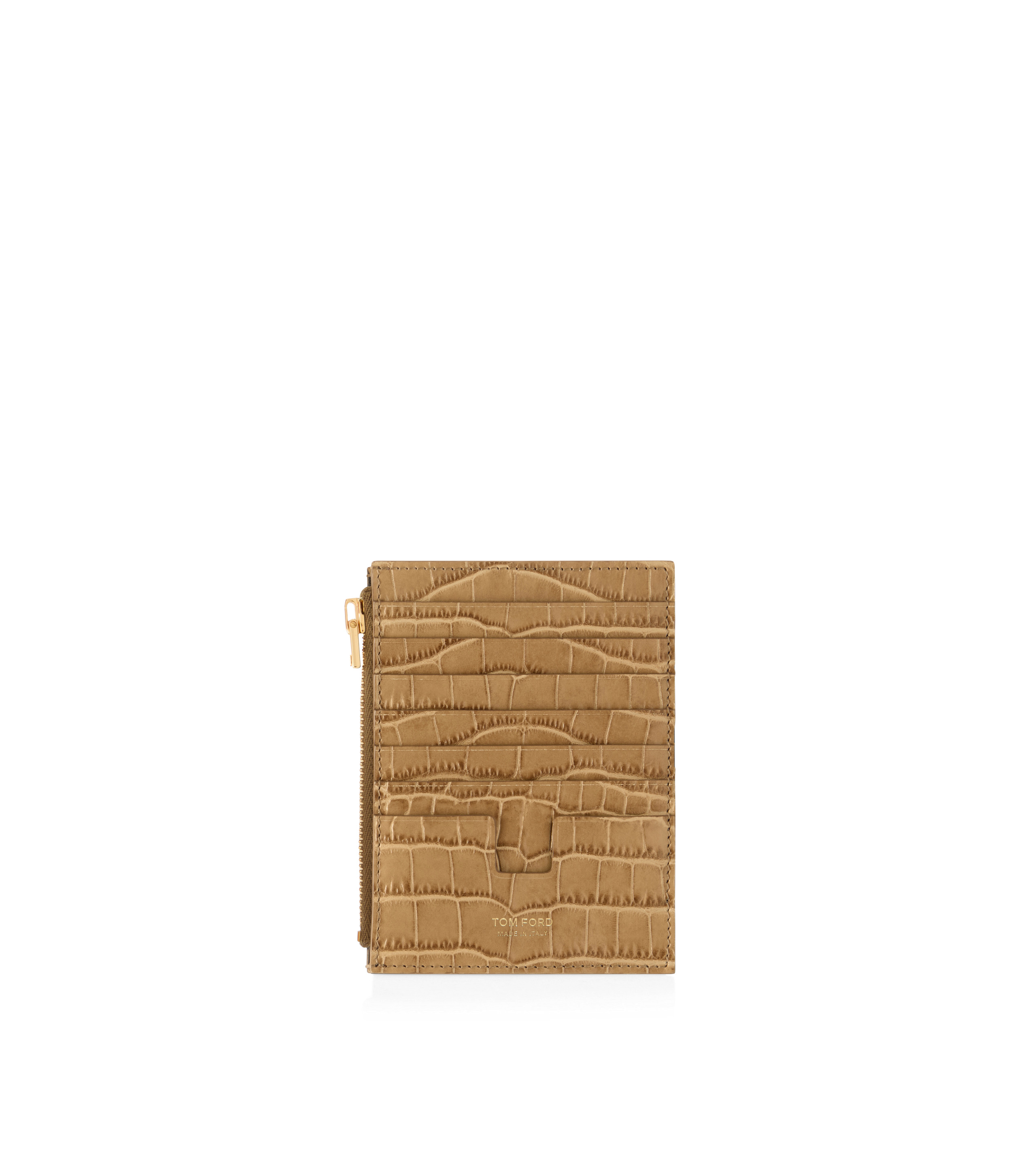 STAMPED CROCODILE LEATHER WHITNEY ZIPPED CARD HOLDER - 2