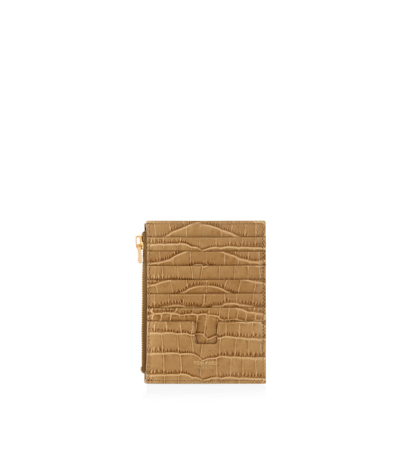 TOM FORD STAMPED CROCODILE LEATHER WHITNEY ZIPPED CARD HOLDER outlook