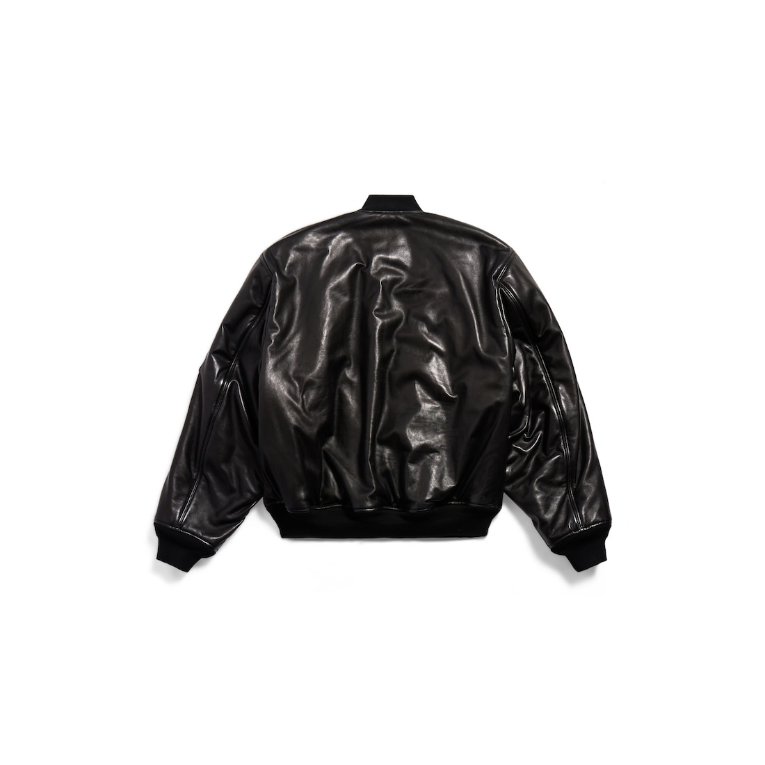 BALENCIAGA Bomber Leather Jacket in Black | REVERSIBLE