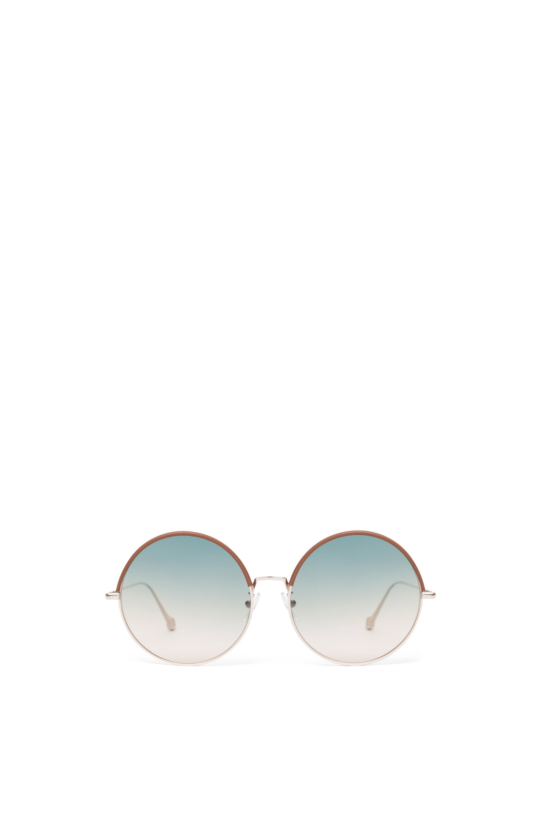 Round Sunglasses in metal and calfskin - 1