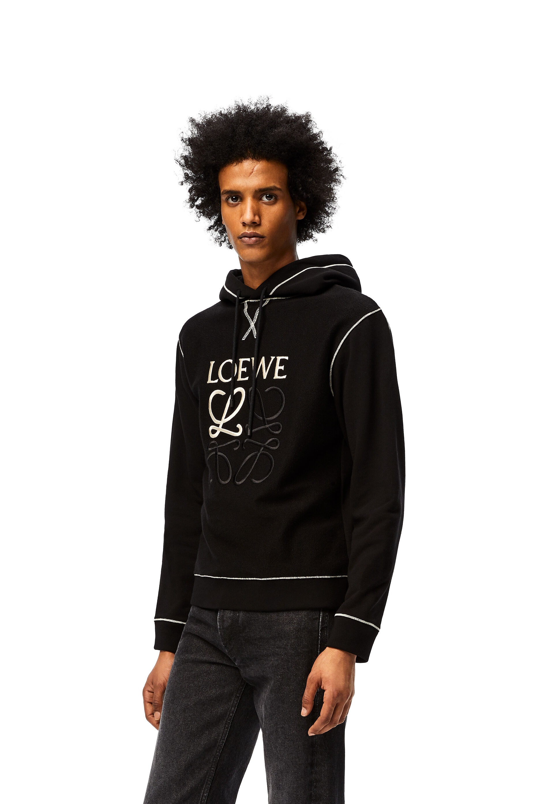 LOEWE Anagram embroidered hoodie in cotton - 3