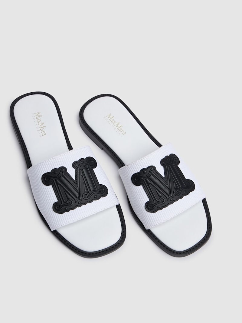 存在感抜群 ☆ Max Mara 10mm Cotton & leather slides Max Mara 10mm Cotton & leather slides | REVERSIBLE
