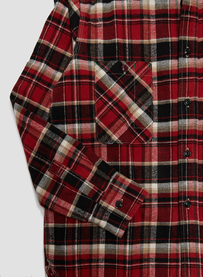 FOB Factory Heavy Nel Work Shirt Red 4