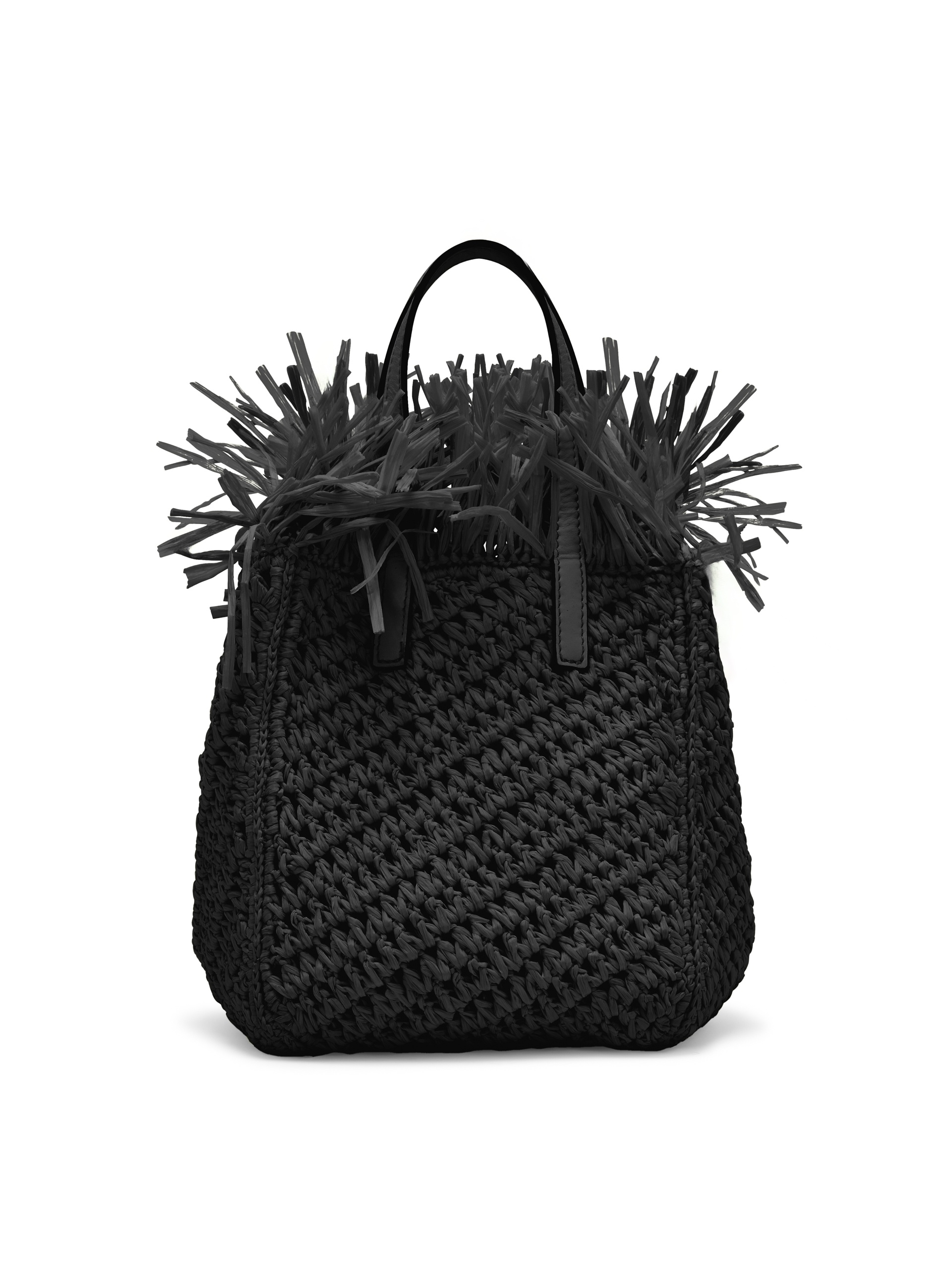 SMALL RAFFIA CROCHET SQUARE TOTE - 3