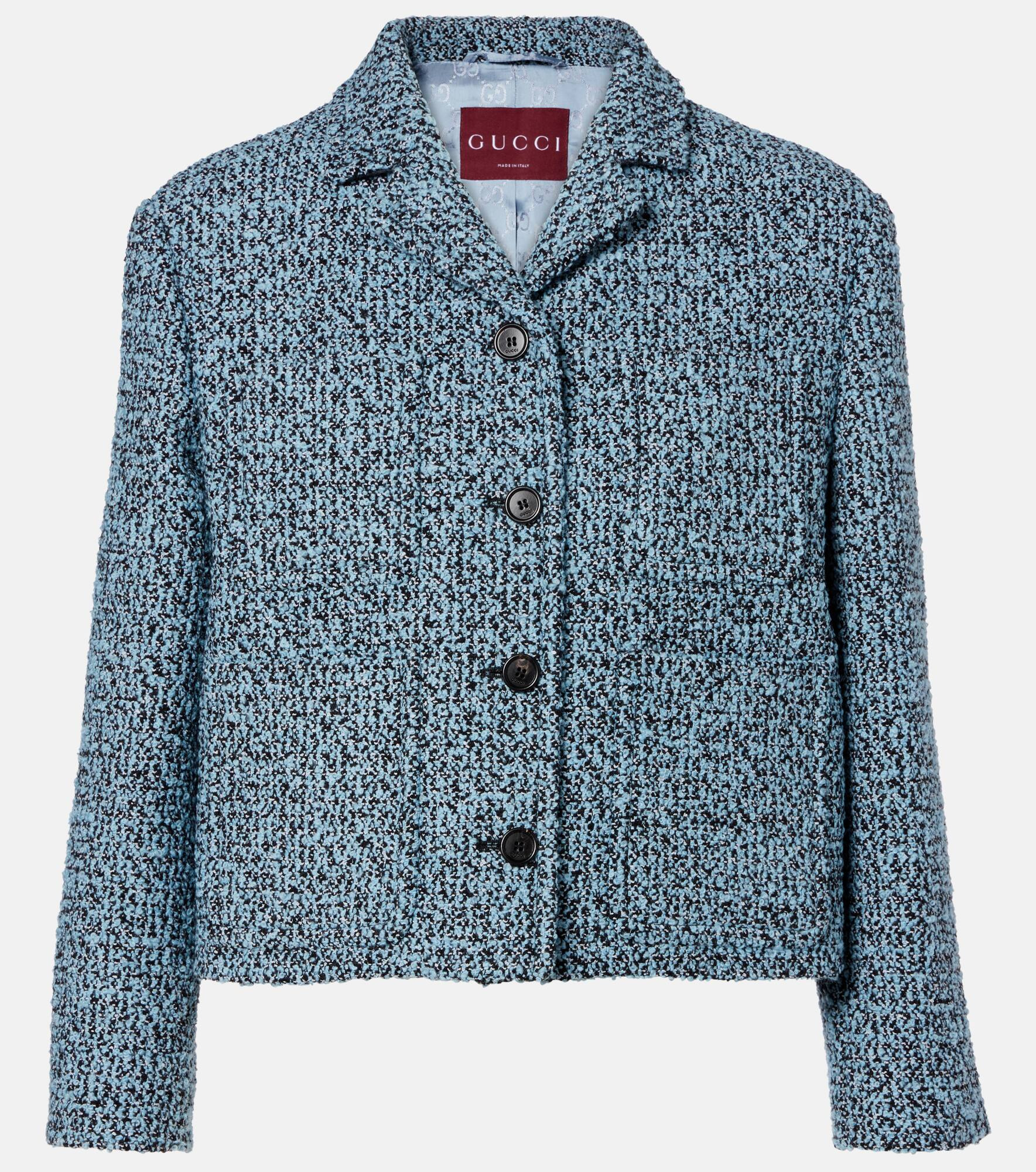 Cotton and wool-blend tweed jacket - 1