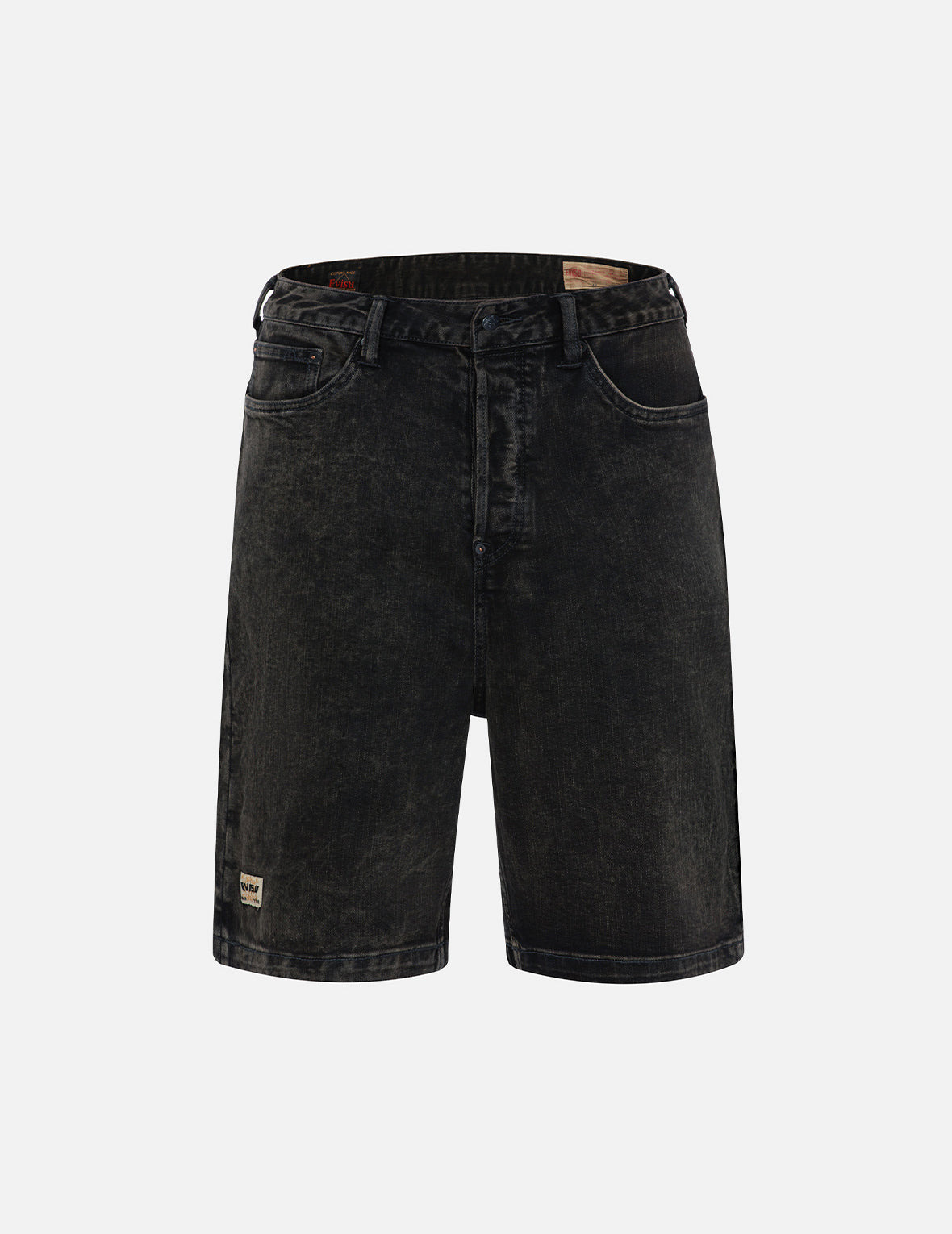 SEAGULL AND KAMON PRINT MULTI-POCKET RELAX FIT DENIM SHORTS - 2