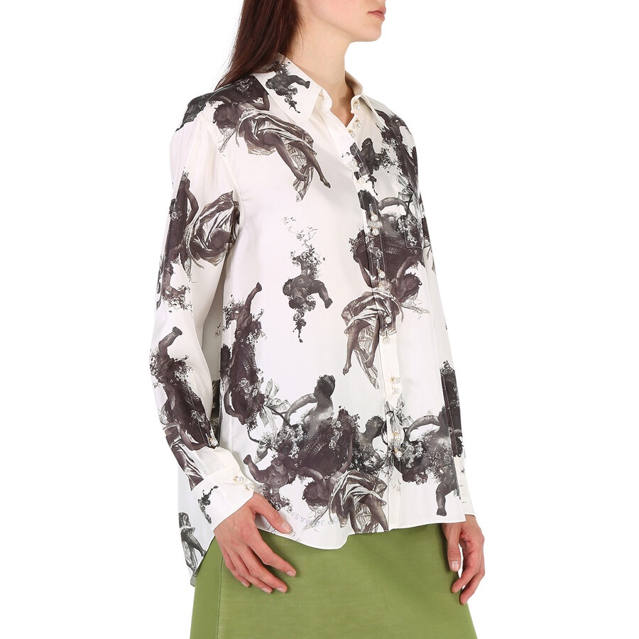 Burberry Ladies Black Renaissance Carlota Long Sleeve Silk Blouse - 4