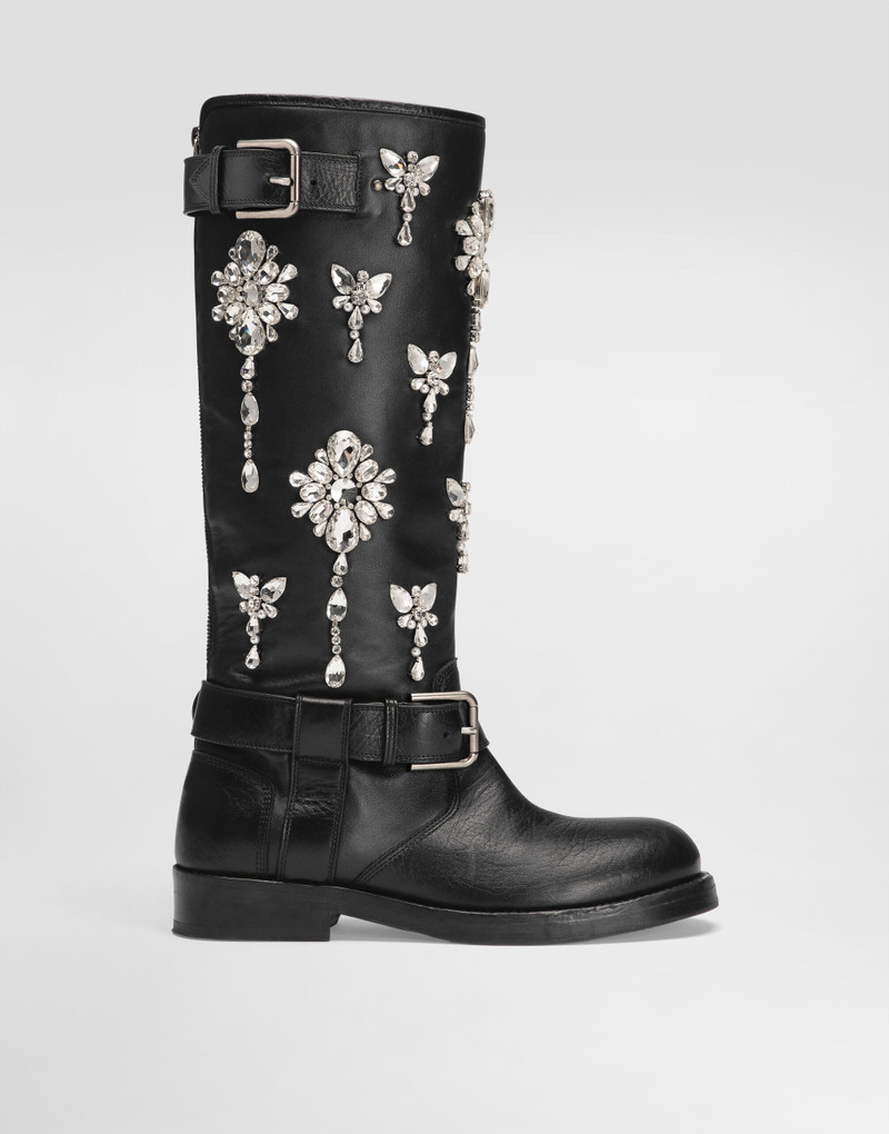 Horse leather boots with crystal embroidery 1