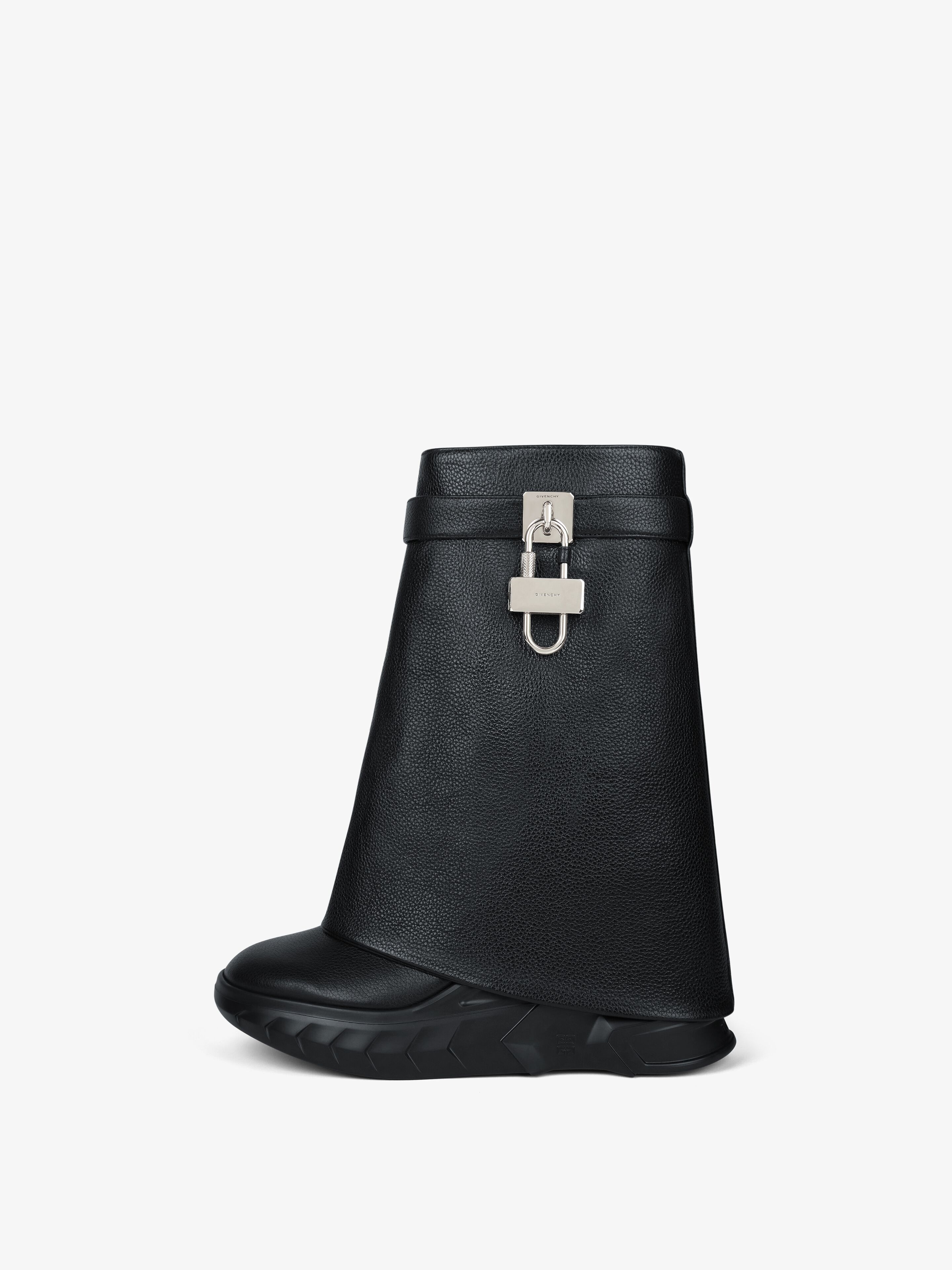 SHARK LOCK BIKER ANKLE BOOTS IN GRAINED LEATHER - 3