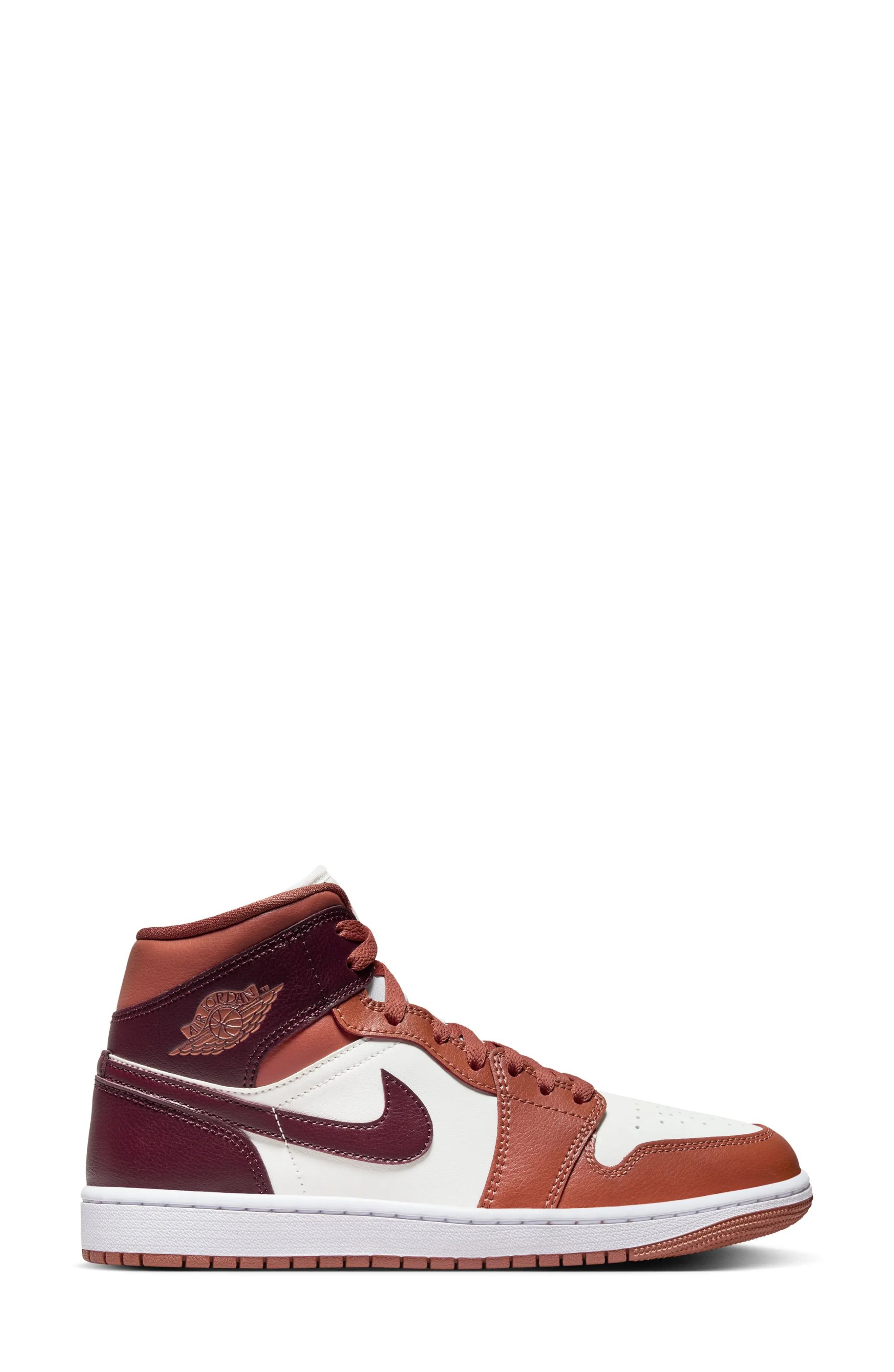 Air Jordan 1 Mid Sneaker in Dusty Peach/Night Maroon - 2