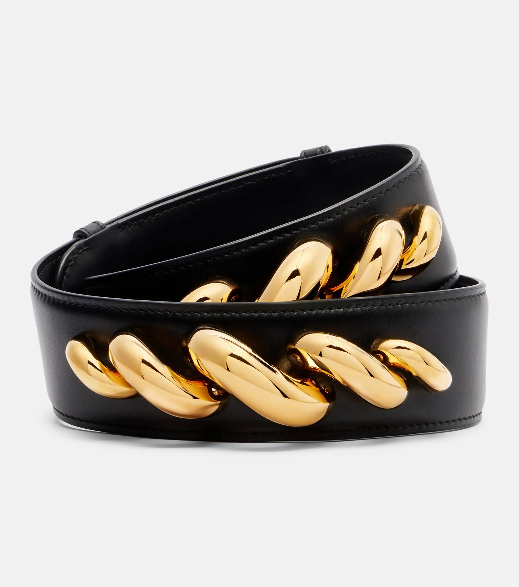 Torsion embellished leather belt - 1