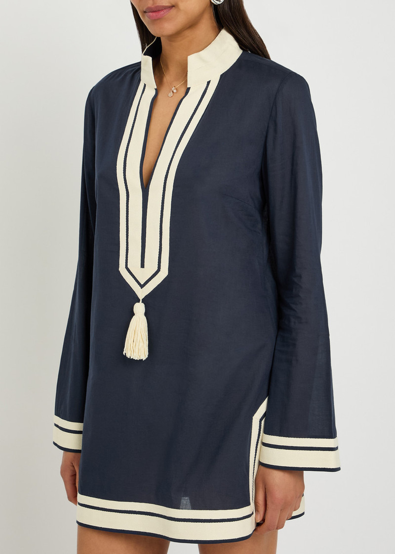 TORY BURCH Tory Burch V-neck Cotton Mini Tunic Dress outlook