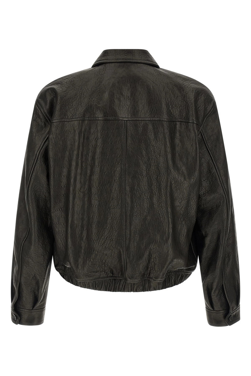 SAINT LAURENT Hammered leather bomber jacket outlook