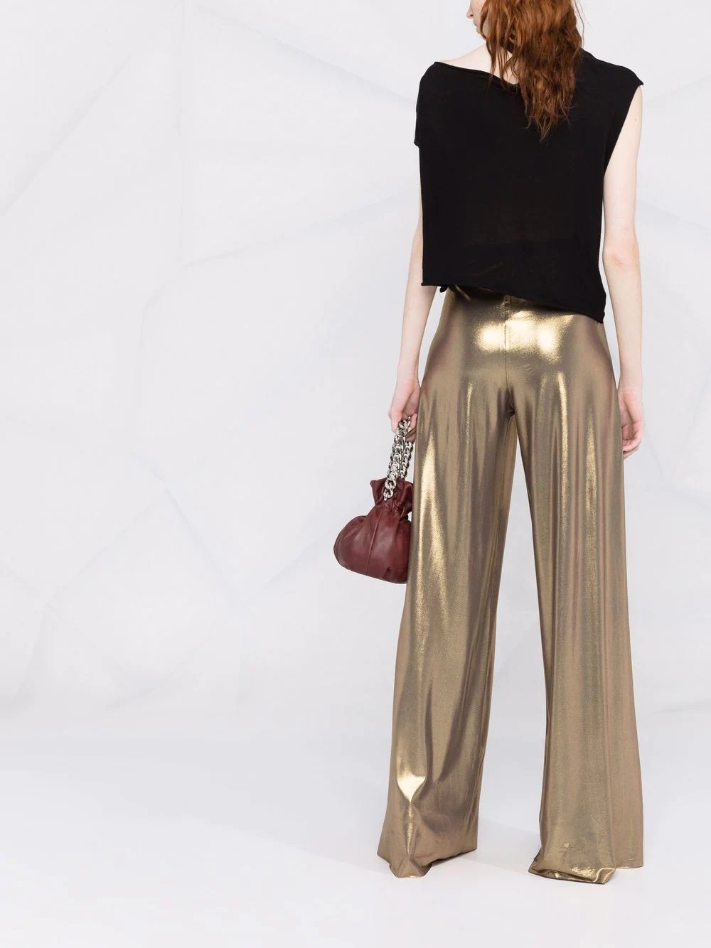 metallic wide-leg trousers - 6