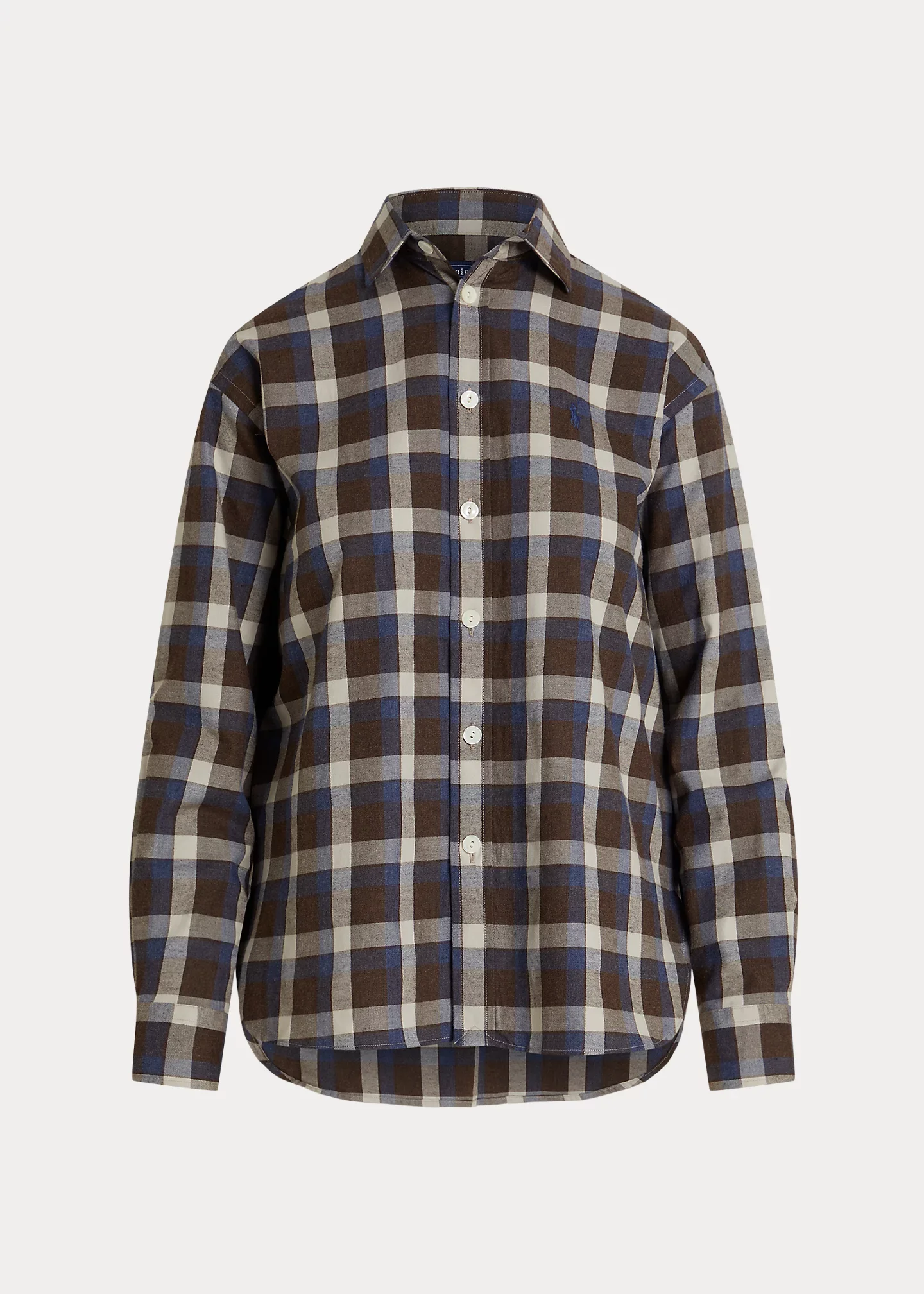 Relaxed Fit Plaid Cotton Twill Shirt - 1