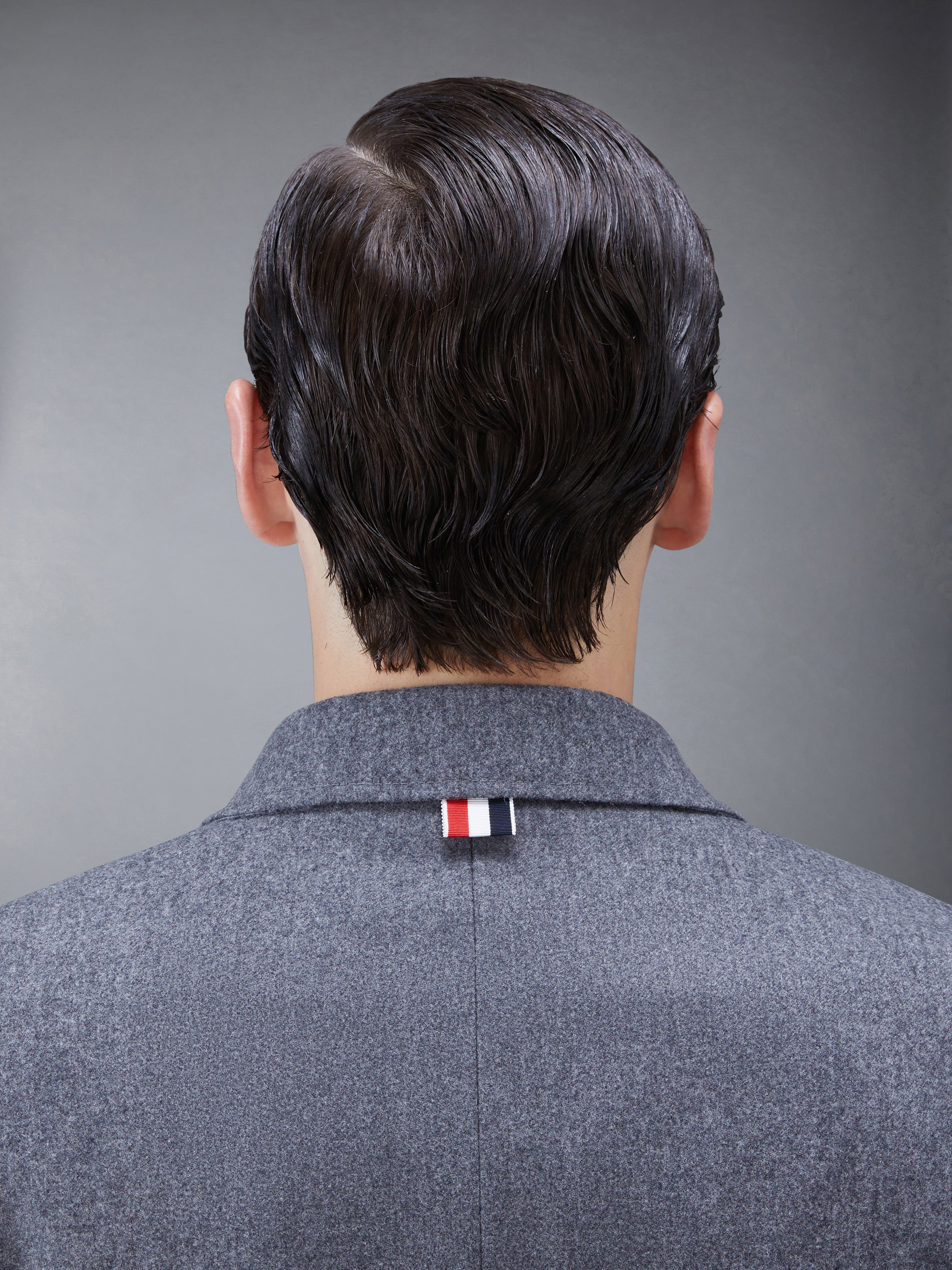 Medium Grey Wool Cashmere Flannel Tonal 4-Bar Classic Chesterfield Overcoat - 4