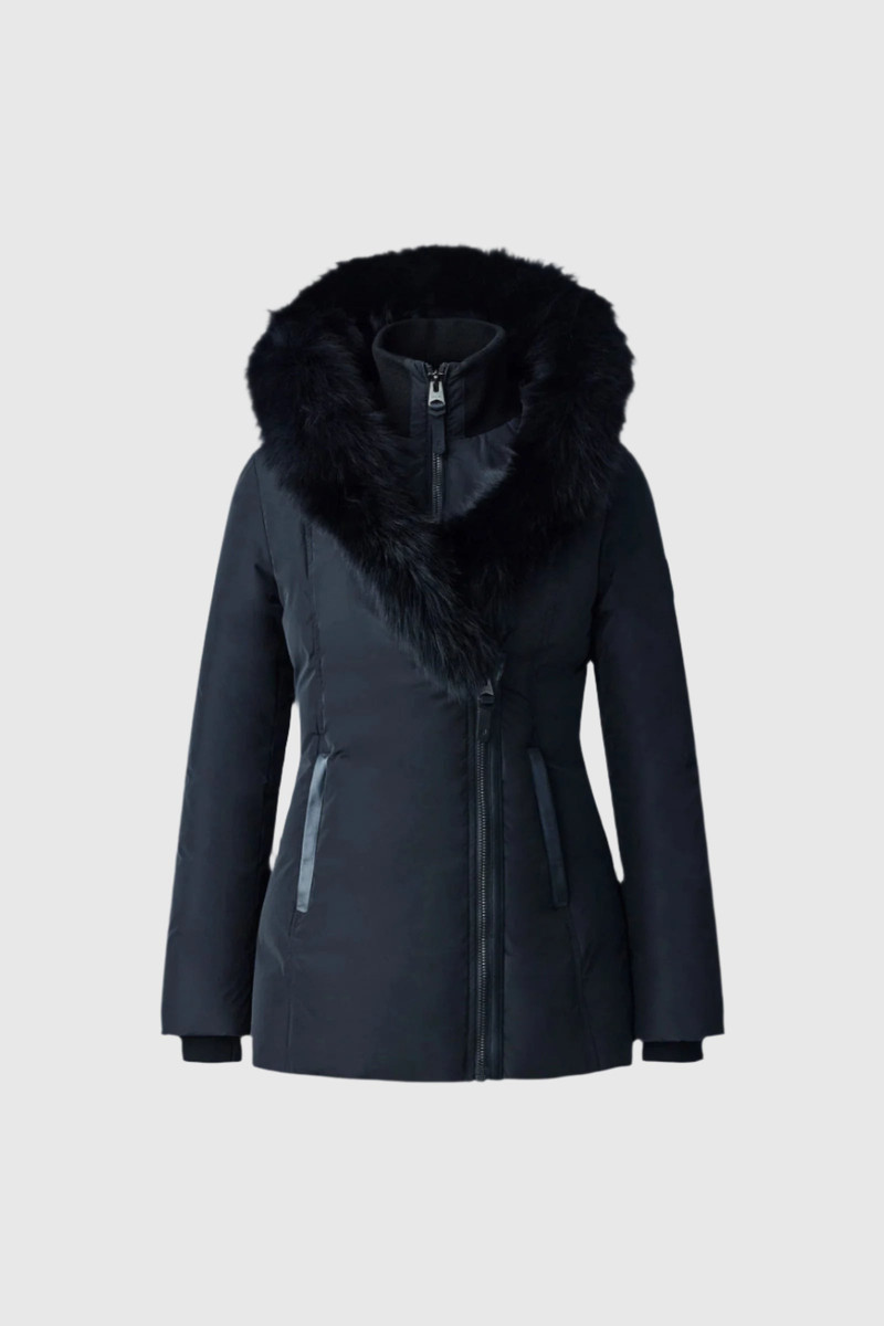 ADALI-BX Down coat with blue fox fur Signature Mackage Collar 1