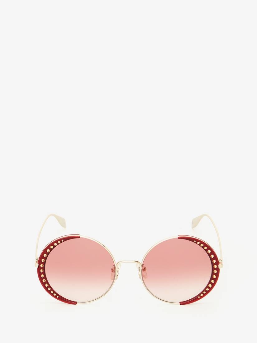 Studded Lens Round Sunglasses in Gold/red - 1