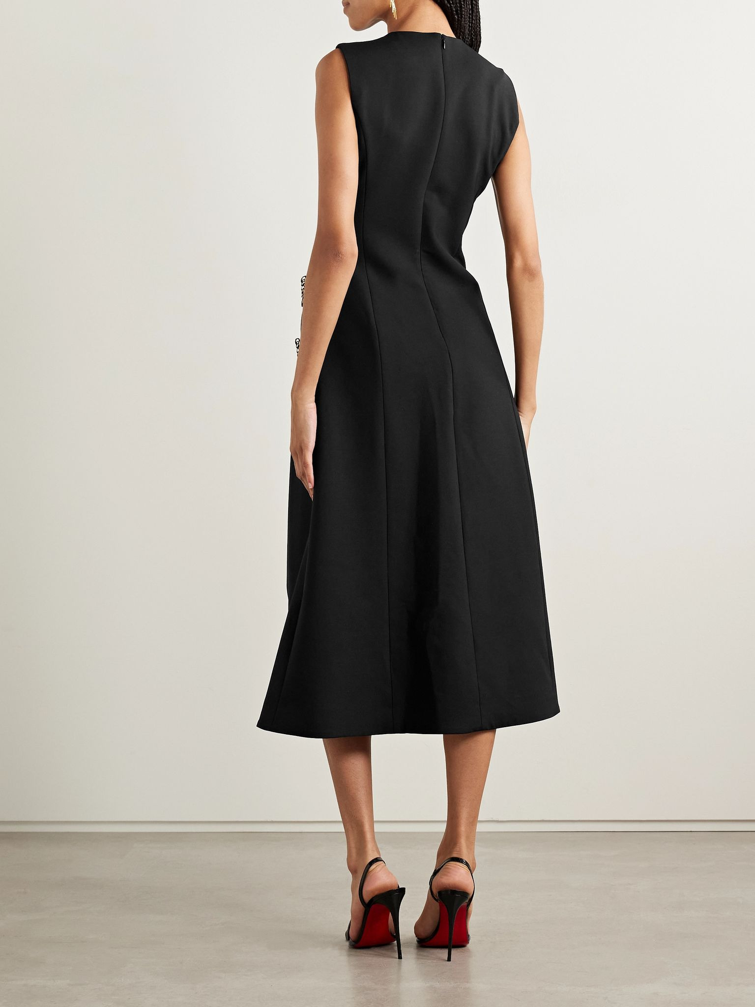 Embellished wool-blend midi dress Black - 3