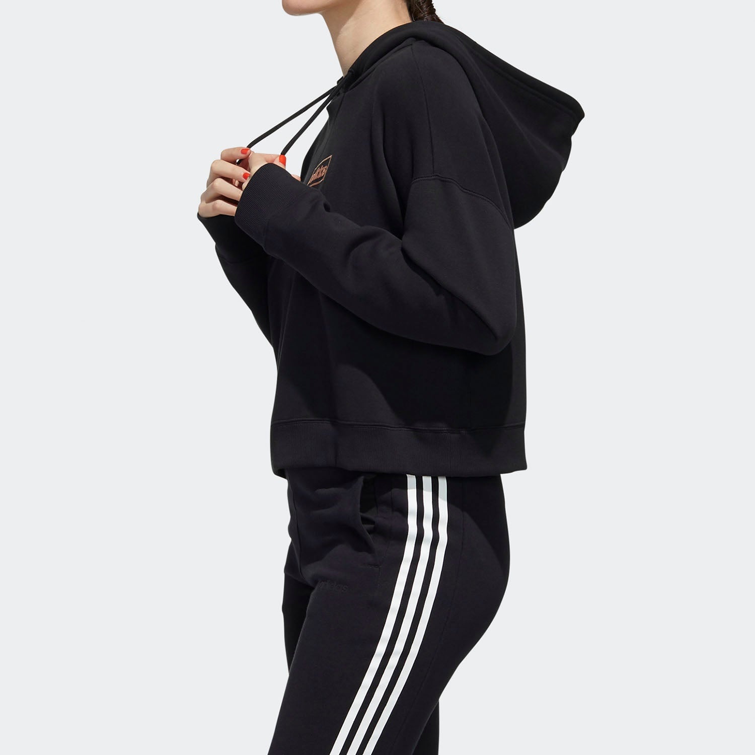 (WMNS) adidas neo C+ Fleece Hdy Sports Pullover Black FP7422 - 5