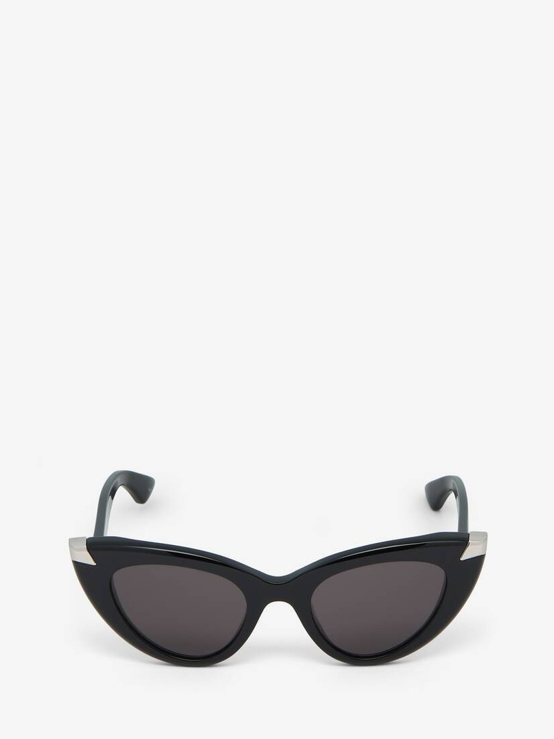 Women's Punk Rivet Cat-eye Sunglasses in Black/smoke - 1