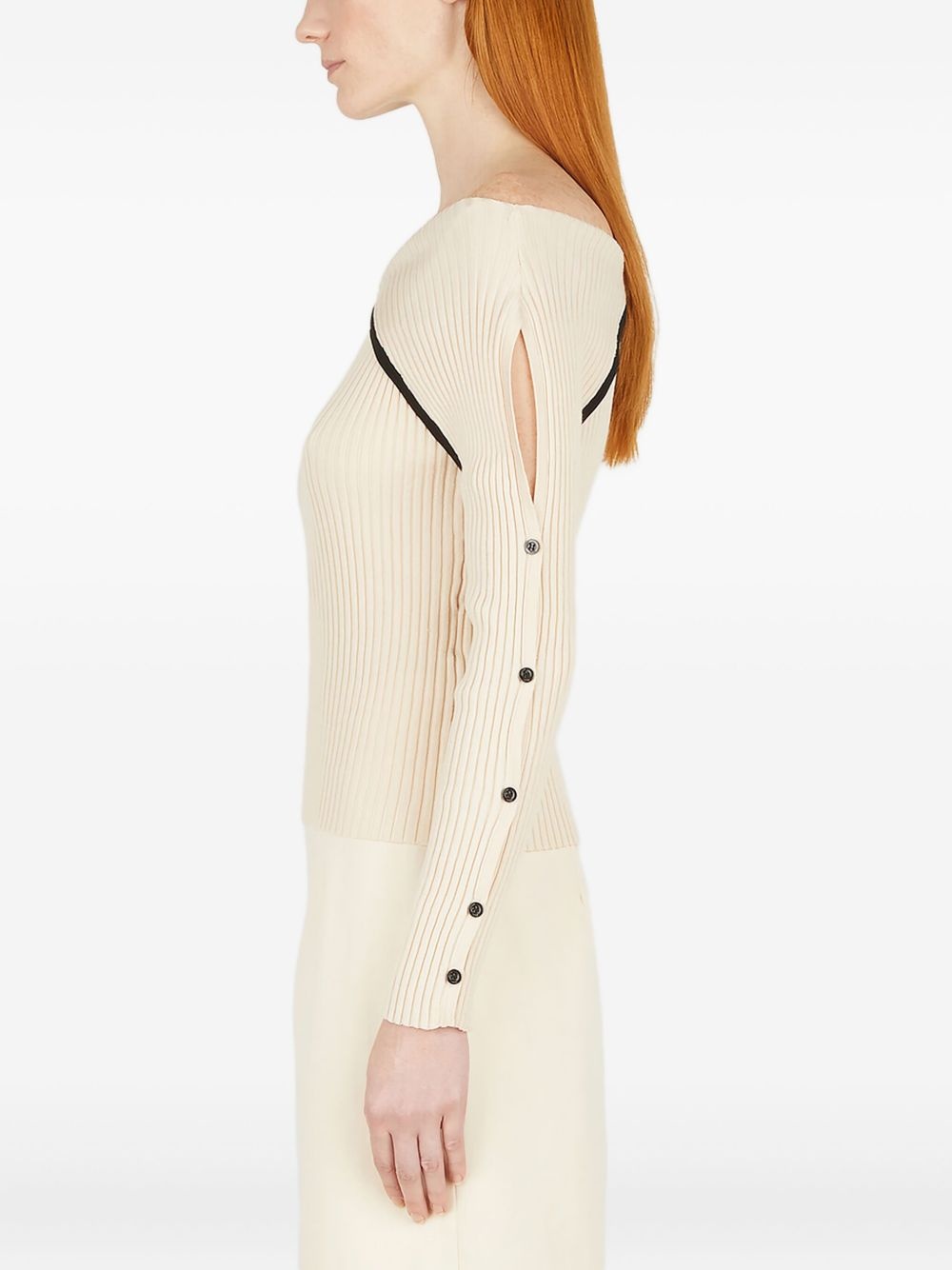 off-shoulder ribbed top - 3