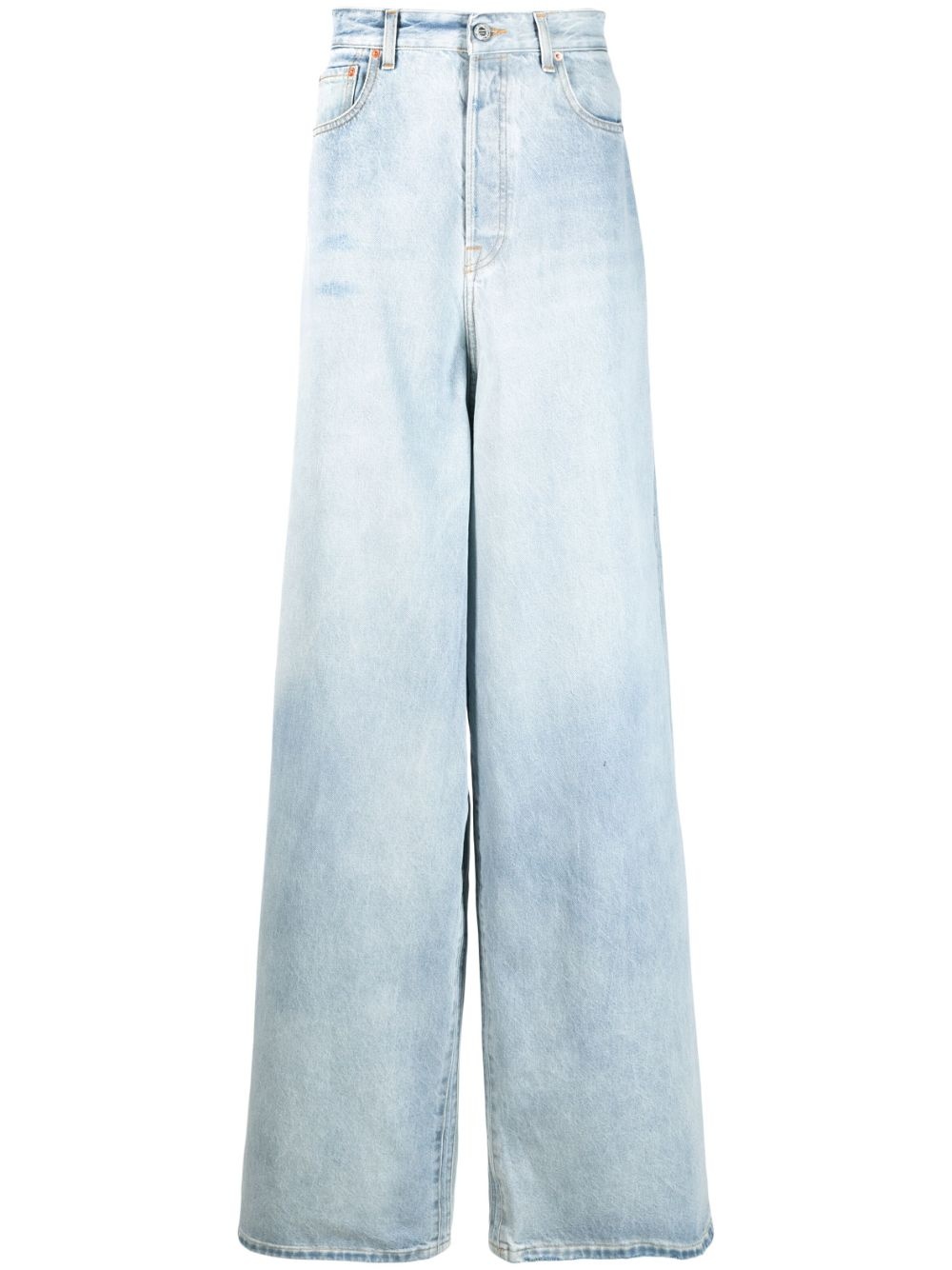 bleached-effect wide-leg jeans - 1