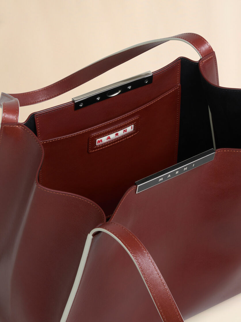 BROWN LEATHER CRESTA E/W SMALL TOTE BAG - 4