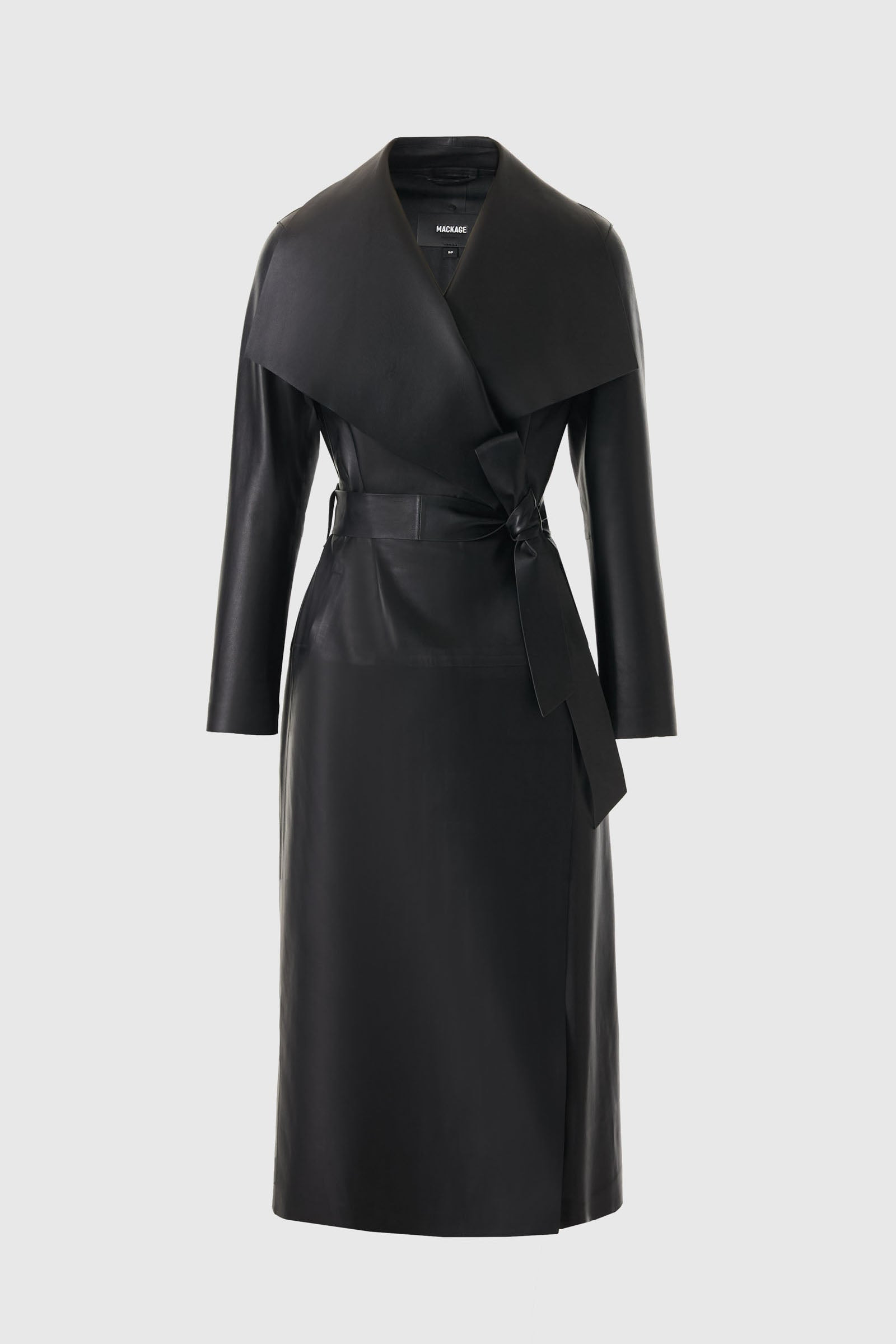 MAI-L Long Leather Wrap Coat - 2