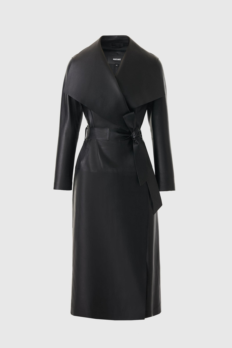 MACKAGE MAI-L Long Leather Wrap Coat outlook