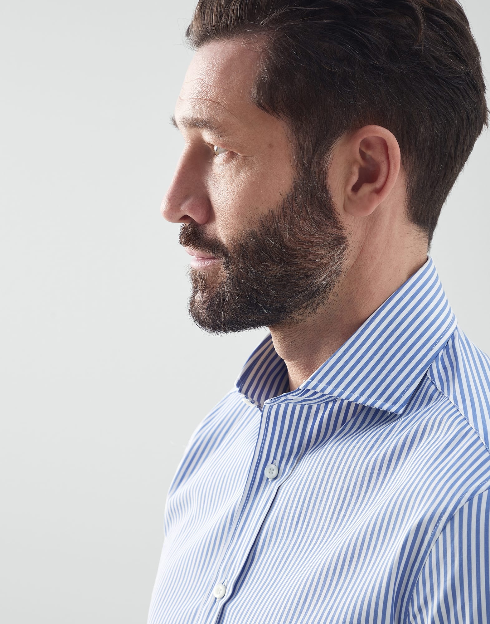 Striped poplin slim fit shirt with spread collar - 3