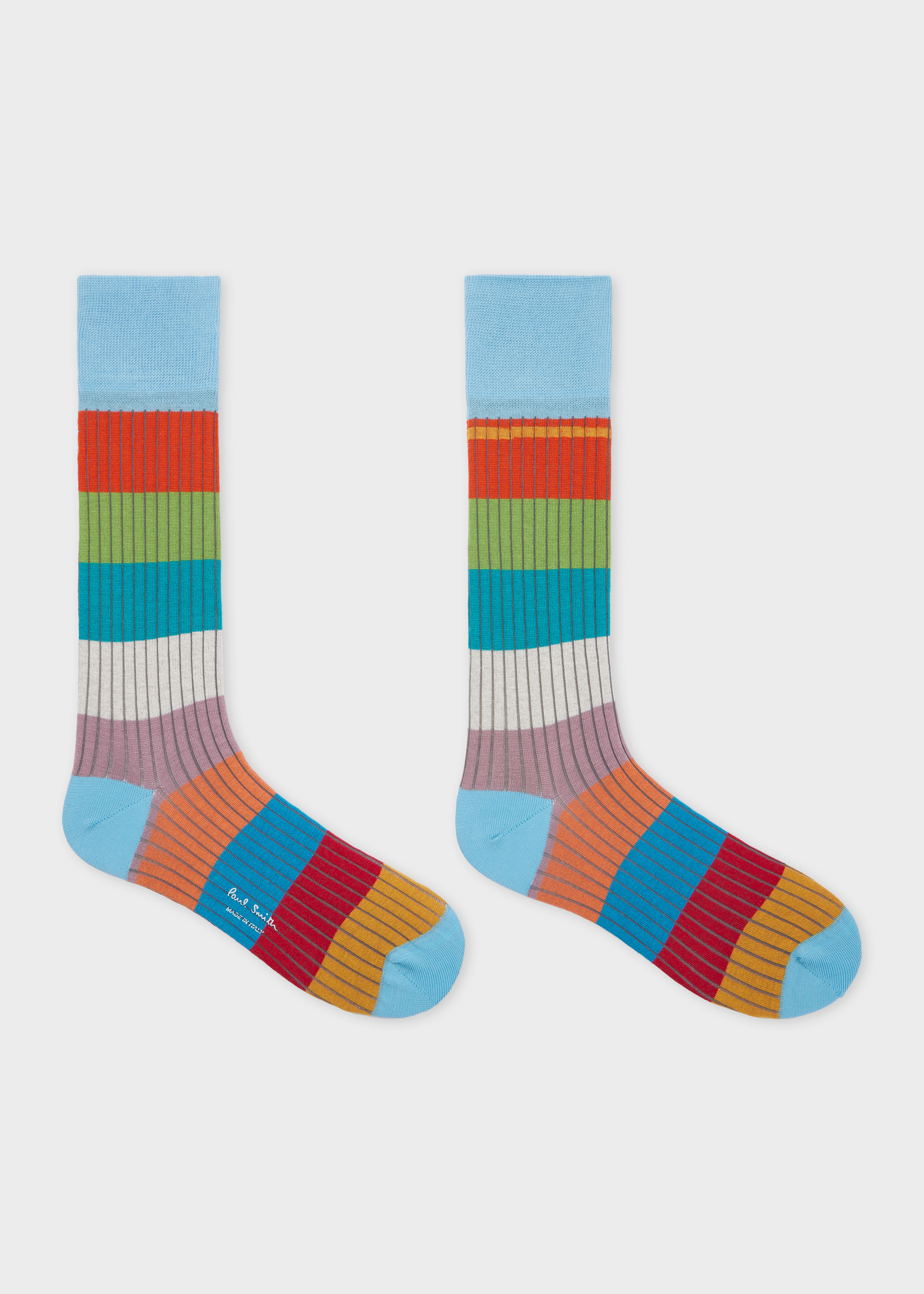 Blue Ribbed Colour Block Socks - 2