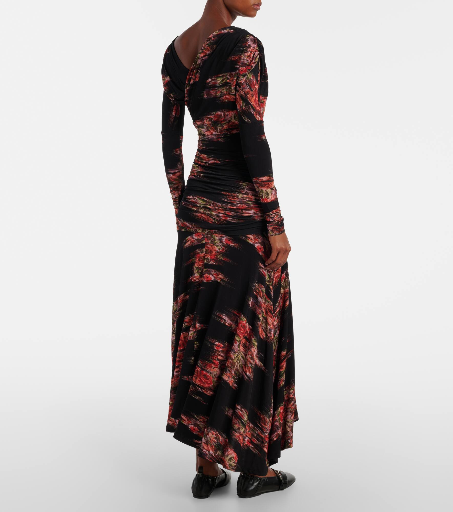 Floral ruched jersey maxi dress - 3