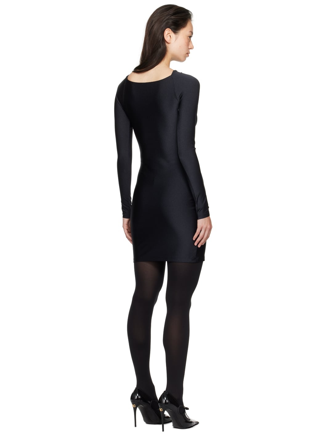 Black Twisted Cut-Out Jersey Minidress - 3