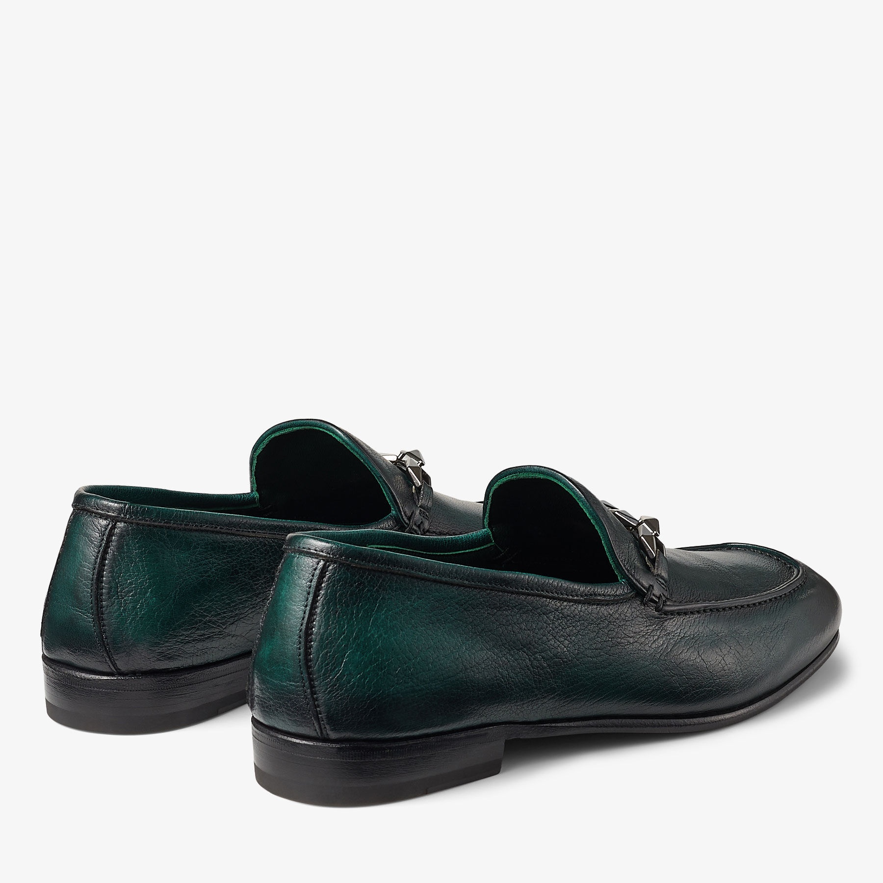 Marti Reverse
Dark Green Buffalo Leather Shoes with Diamond Chain - 5