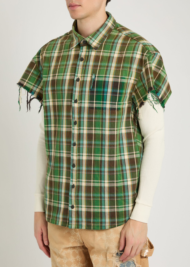 SATOSHI NAKAMOTO Satoshi Nakamoto Bender Layered Plaid Cotton Shirt outlook