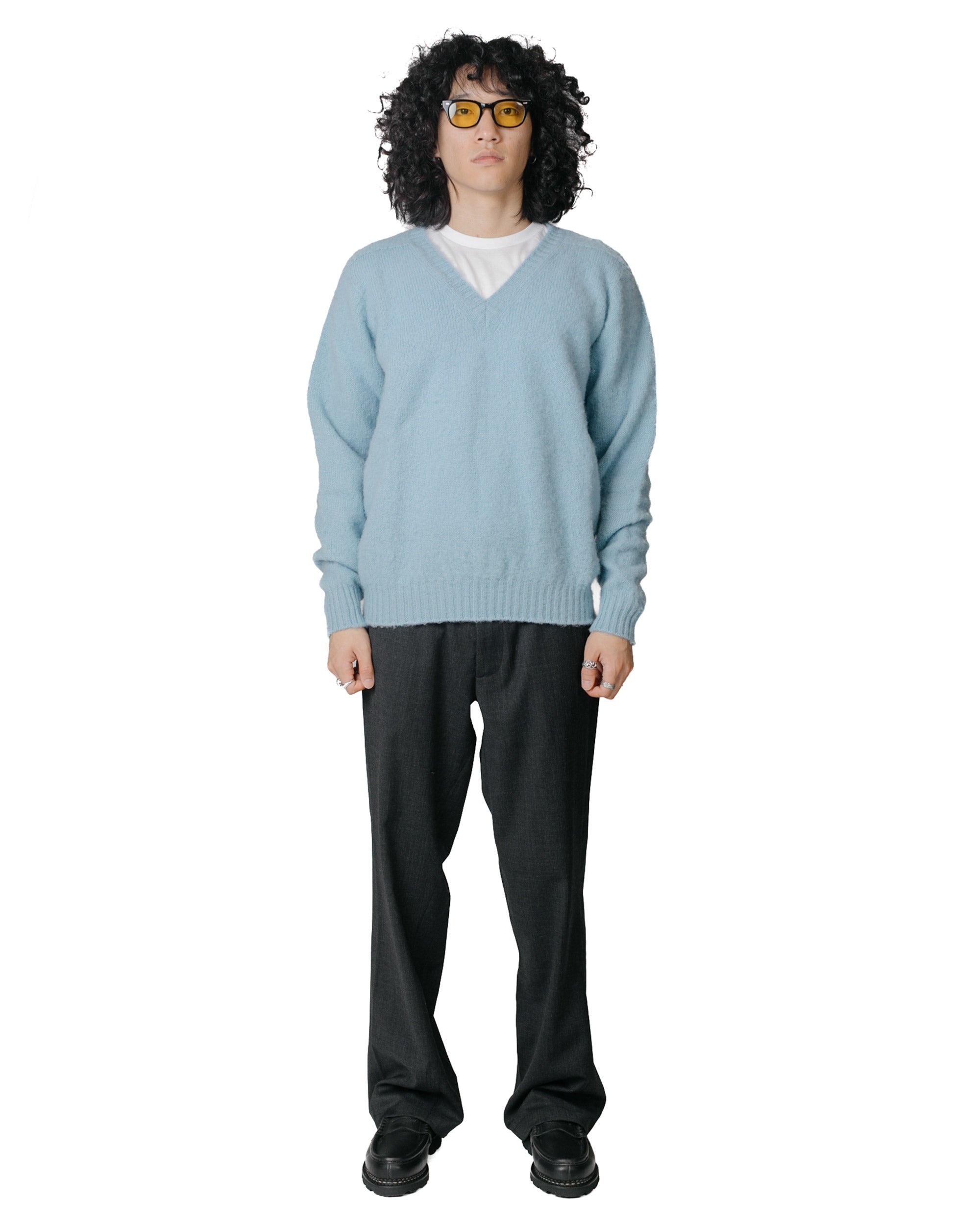 Shaggy Bear V Neck Soft Blue - 4