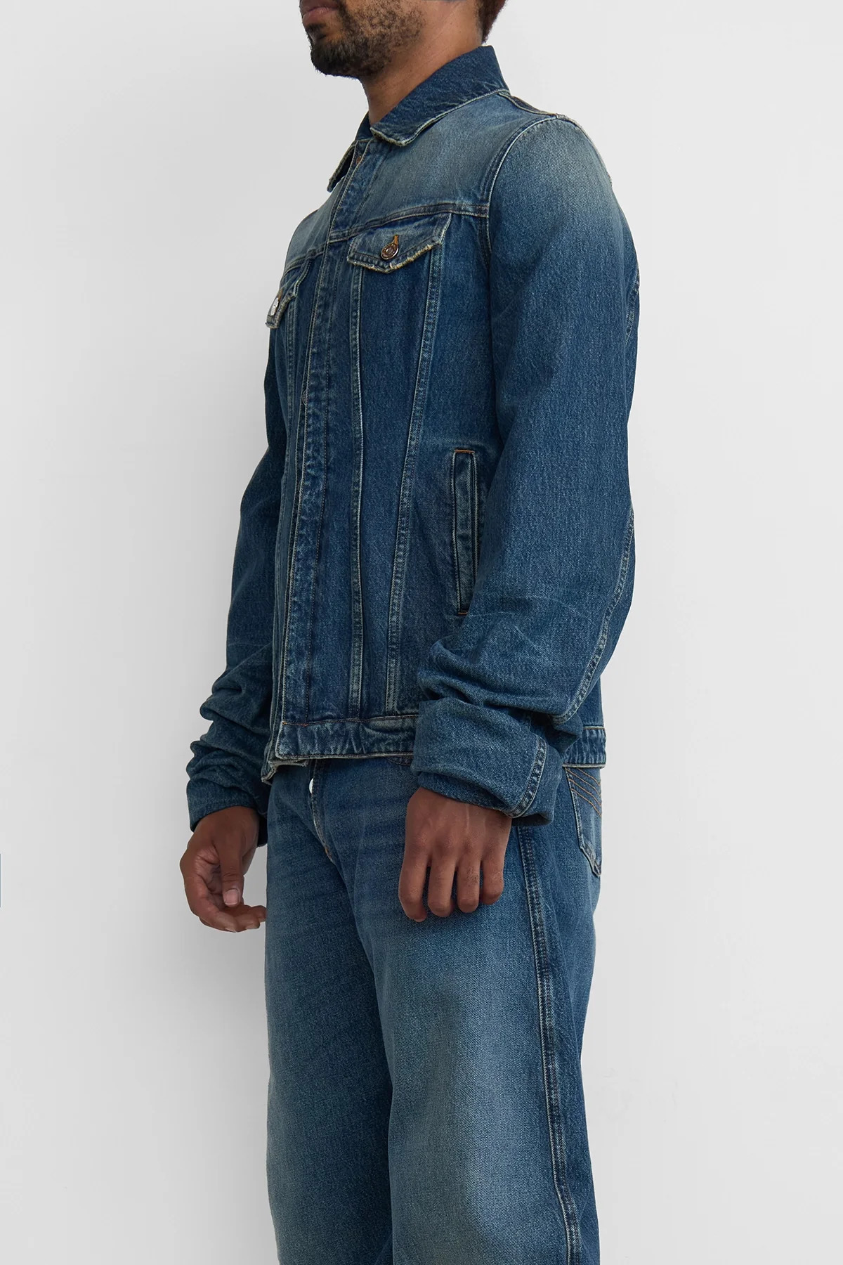 Jean Paul Gaultier Fitted Denim Jacket With Extended Sleeves Vintage Blue - 5