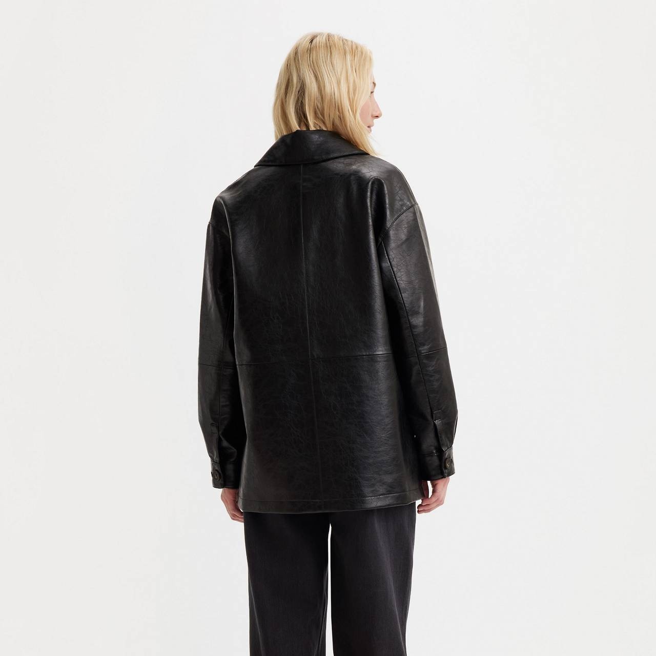 FAUX LEATHER VINTAGE BLAZER JACKET - 2