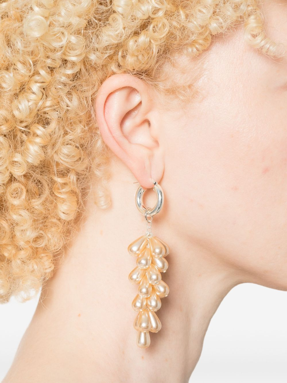 pearl-drop hoop earrings - 2