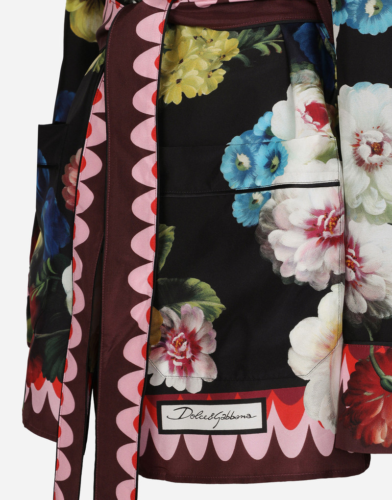 Twill pajama shirt with nocturnal flower print 3