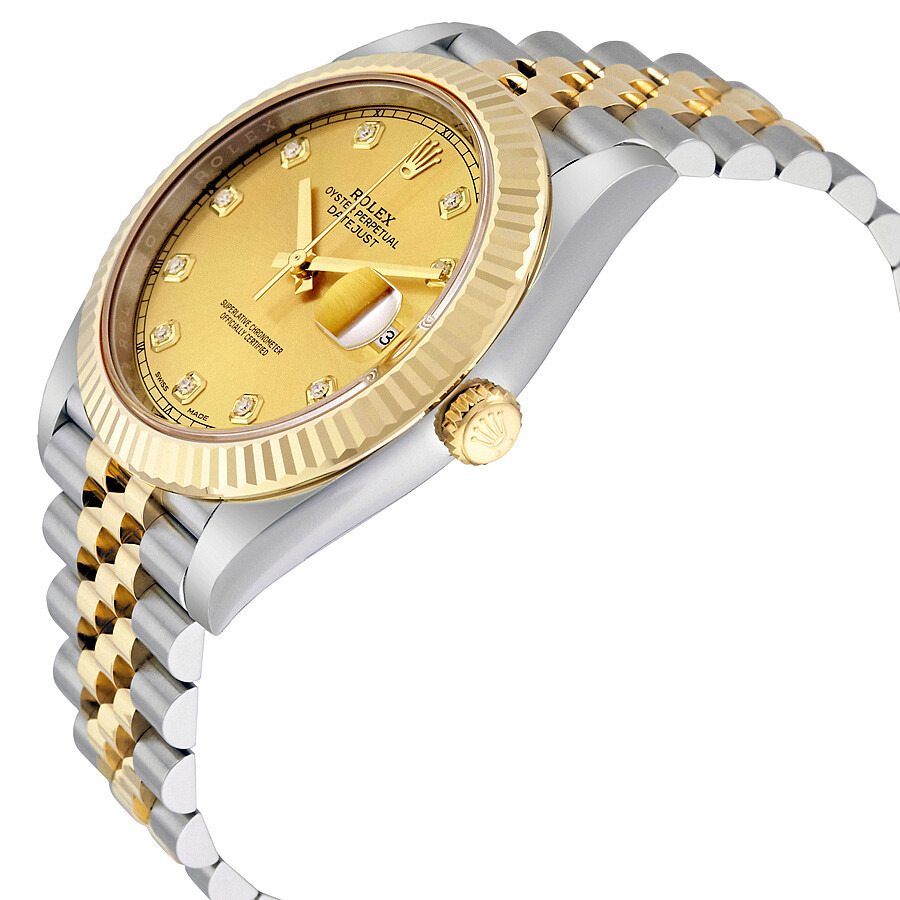 Pre-owned Rolex Datejust 41 Champagne Diamond Steel and 18K Yellow Gold Jubilee Men's Watch 126333CD - 2